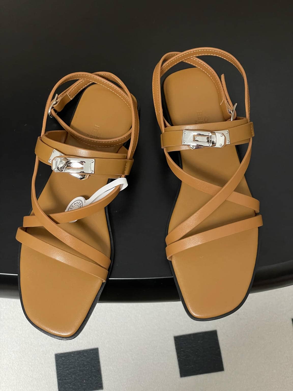 Hermes Kelly Buckle Thin-Strap Gladiator Sandals-5